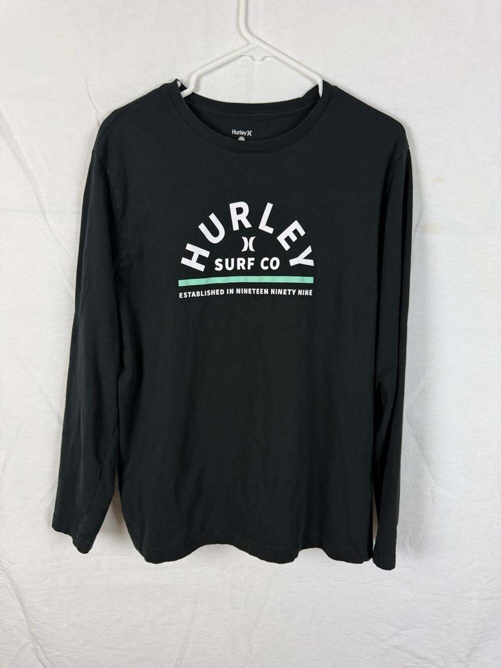 Hurley Long Sleeve Graphic T-Shirt Size Large Black Surf Co